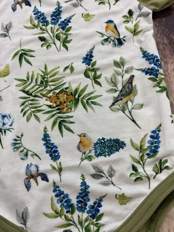 Rostoucí BAMBUSOVÝ komplet Lambio, KR - Ptáčci/mechově zelená*