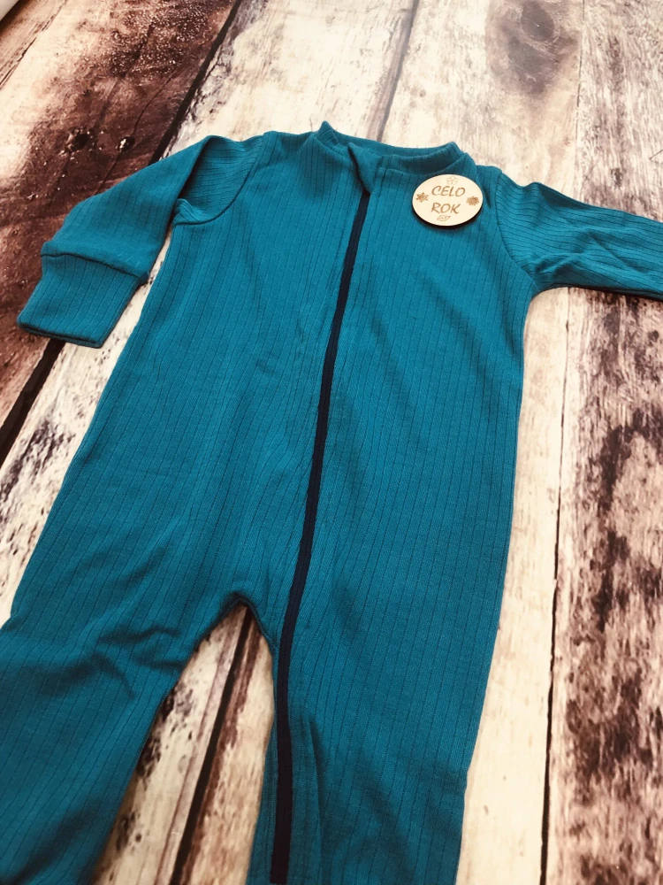 Rostoucí celoroční MERINO overal Lambio, DR - Petrol žebro