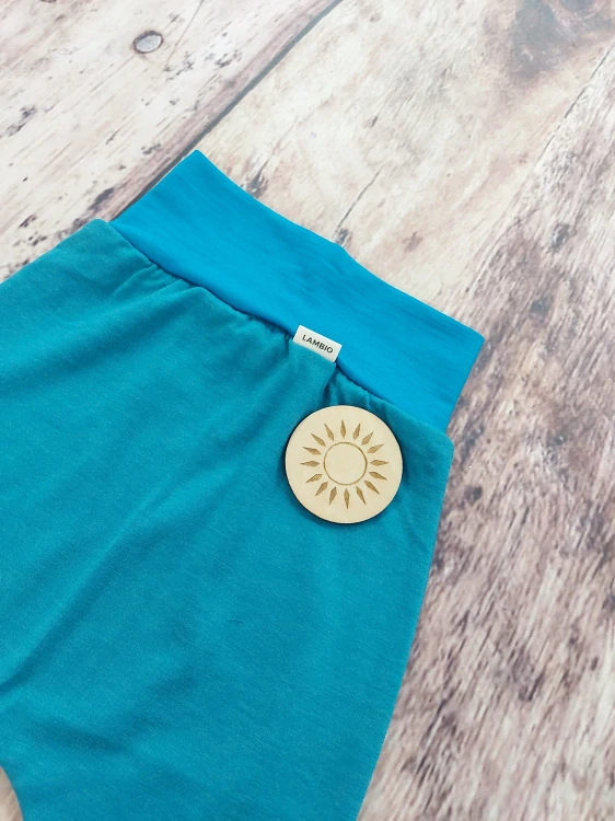 LETNÍ merino harémky Lambio - Petrol/tyrkys lem*