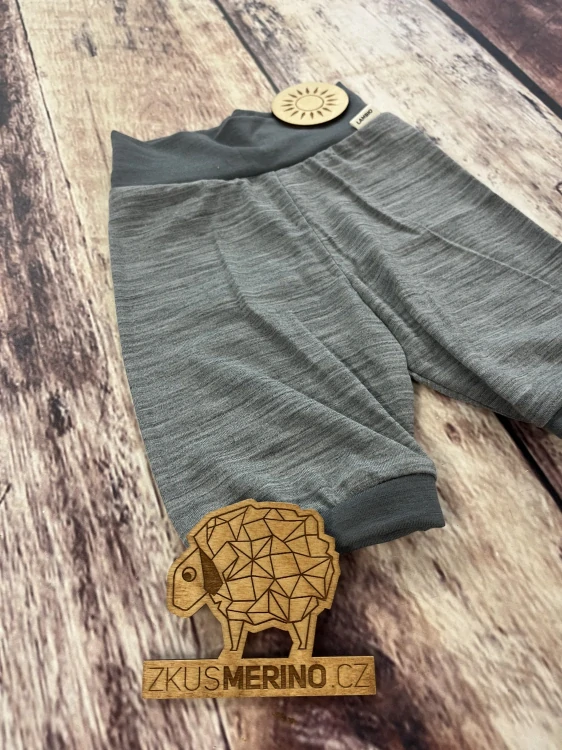 Letní MERINO capri kraťasy Lambio - Šedý melír/šedý lem