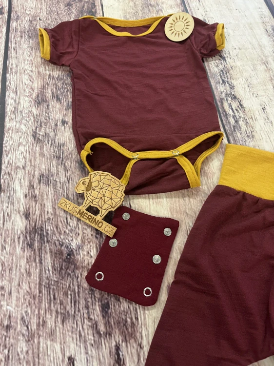 Rostoucí letní MERINO komplet Lambio, KR - Bordo/kari lem*