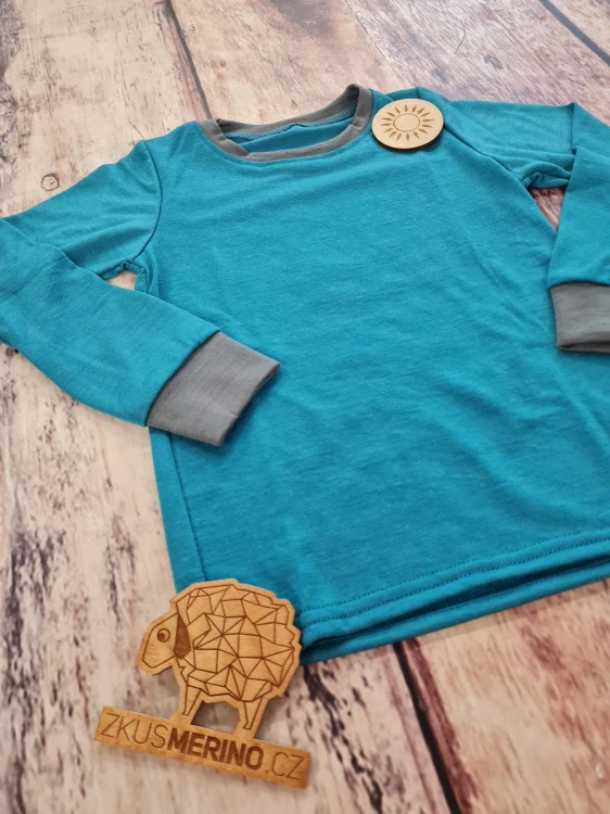 Letní MERINO tričko Lambio, DR - Petrol/šedý lem*