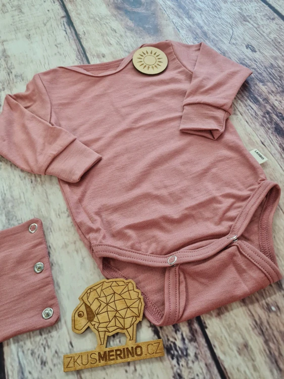 Rostoucí letní MERINO body Lambio, DR - Dusty rose*