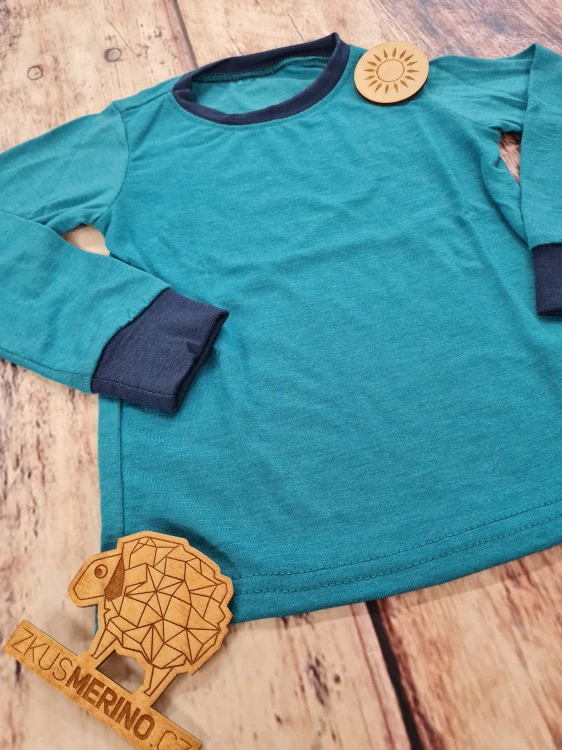 Letní MERINO tričko Lambio, DR - Petrol/navy lem*