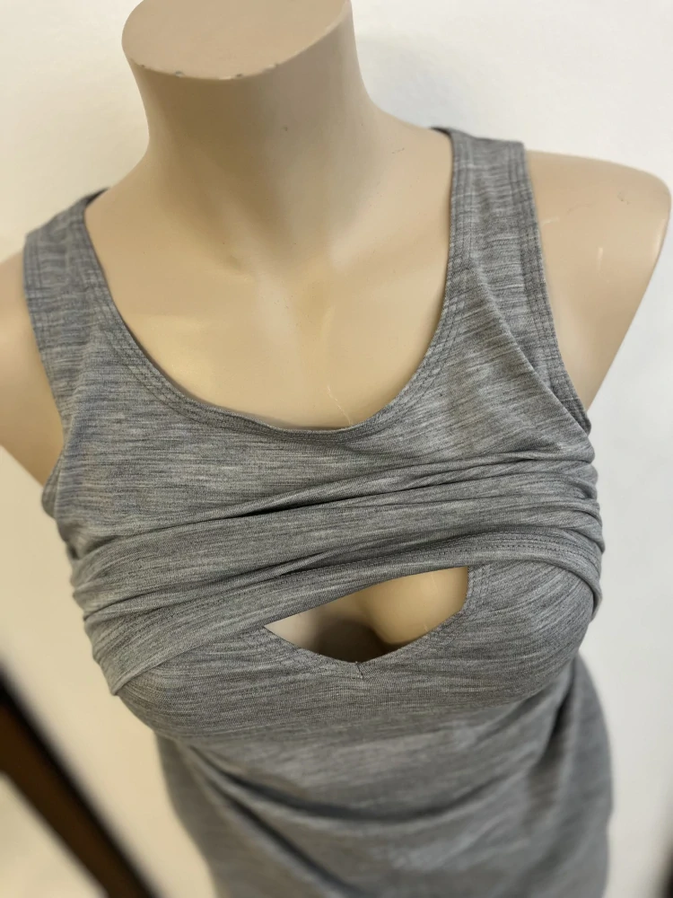 Dámské MERINO/LYCRA kojicí tílko ZM Basic - Šedé melé