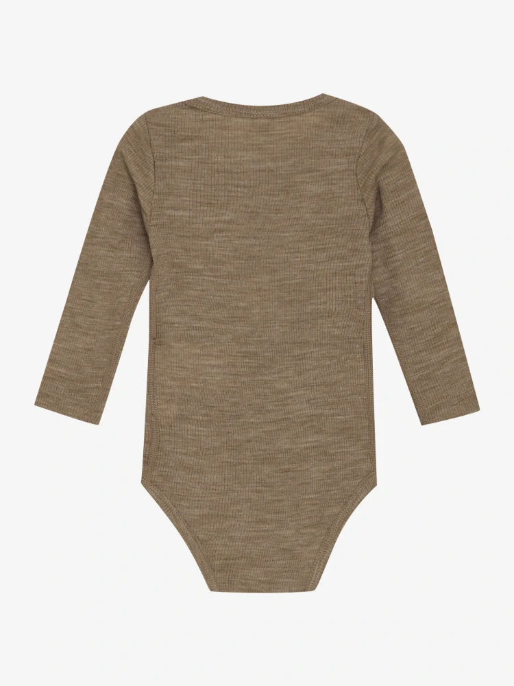 Celoroční merino body CeLaVi, DR - Žebro - Jednobarevné - Cocoa Creme