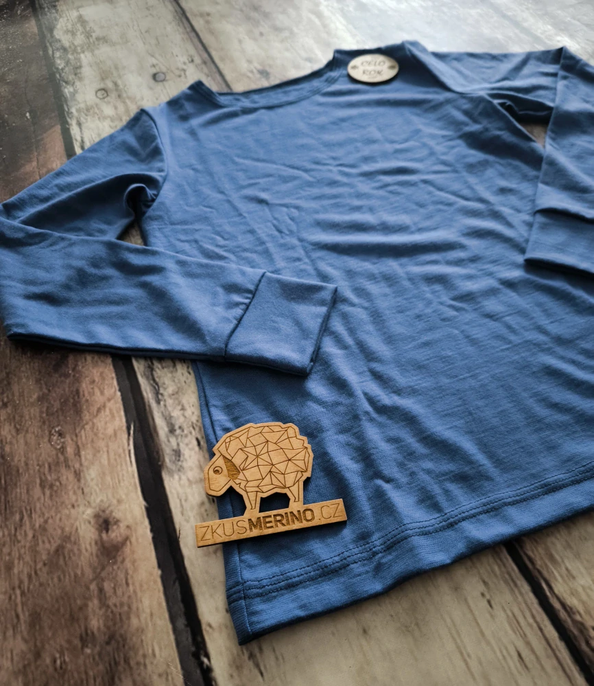 Celoroční junior MERINO tričko ZM Basic, DR - Modré