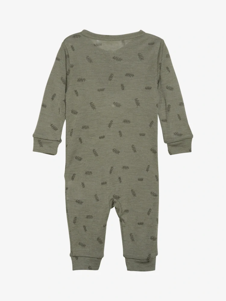 Celoroční merino/hedvábí overal Fixoni - Celopotisk - Deep Lichen Green