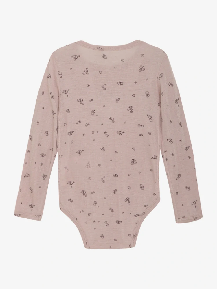 Celoroční merino/hedvábí body Fixoni, DR - Celopotisk - Pale Mauve