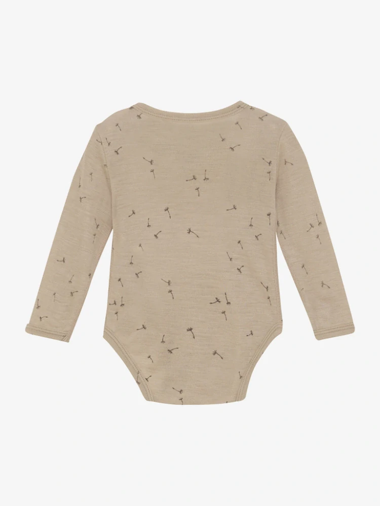 Celoroční merino/hedvábí body Fixoni, DR - Celopotisk - Light Taupe