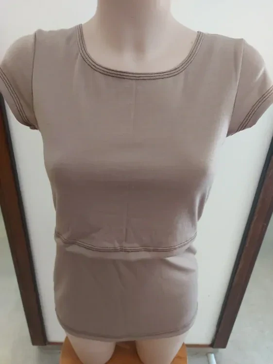 Dámské letní MERINO kojící tričko ZM Basic, KR - Moka