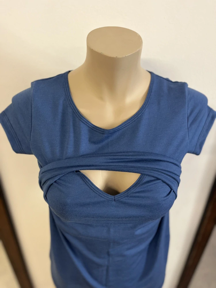 Dámské celoroční MERINO kojicí tričko ZM Basic, KR - Středně modré