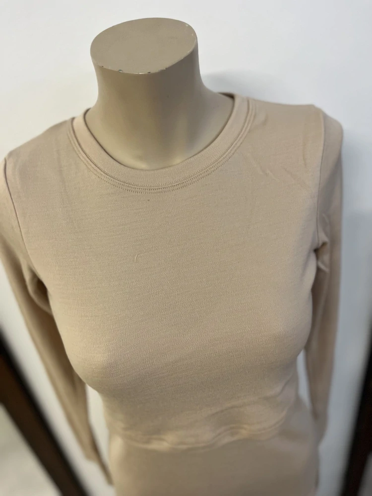 Dámské zimní MERINO kojící tričko ZM Basic, DR - Pískové