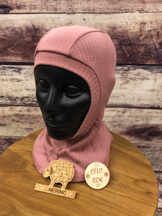 Celoroční MERINO kukla Lambio - Dusty rose žebro