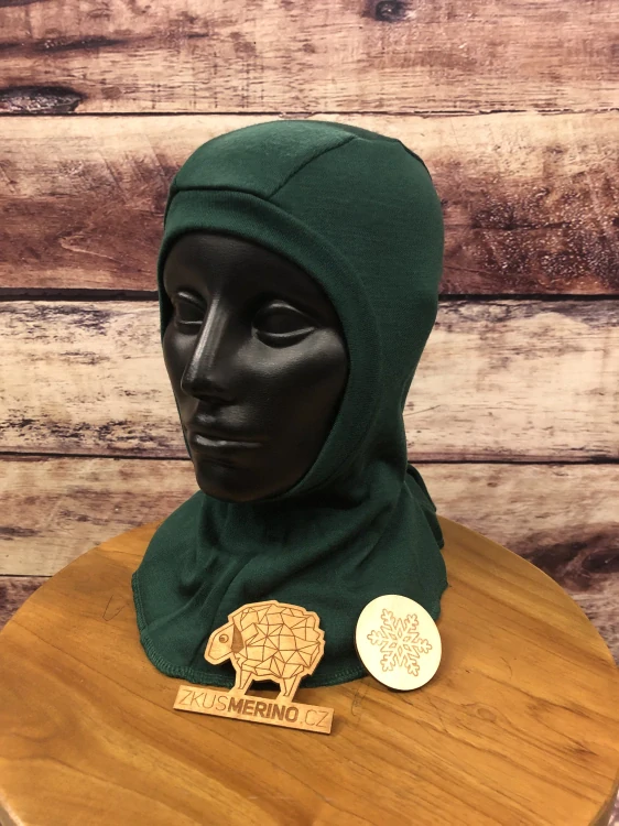 Zimní MERINO kukla Lambio - Lahvově zelená