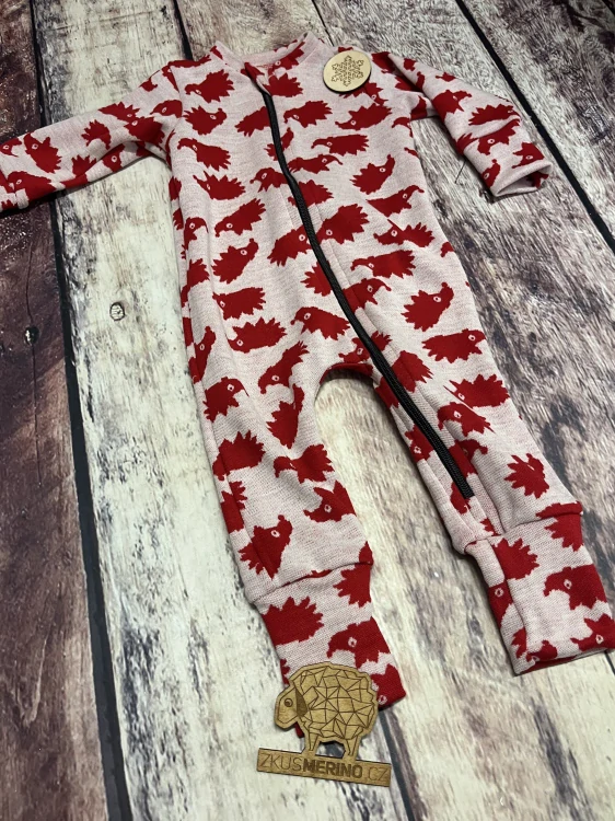 Rostoucí zimní MERINO overal Lambio, DR - Ježci červení