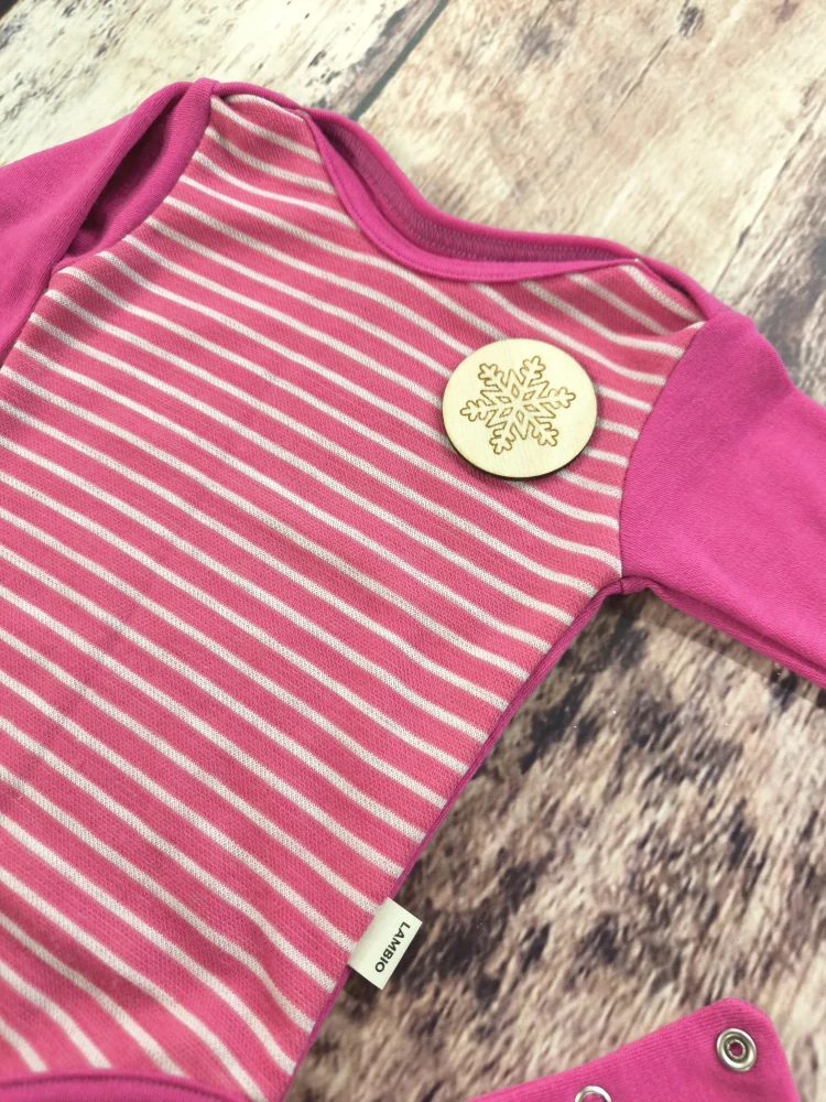 LIMITKA - Rostoucí zimní MERINO body Lambio, DR - Proužky/magenta*