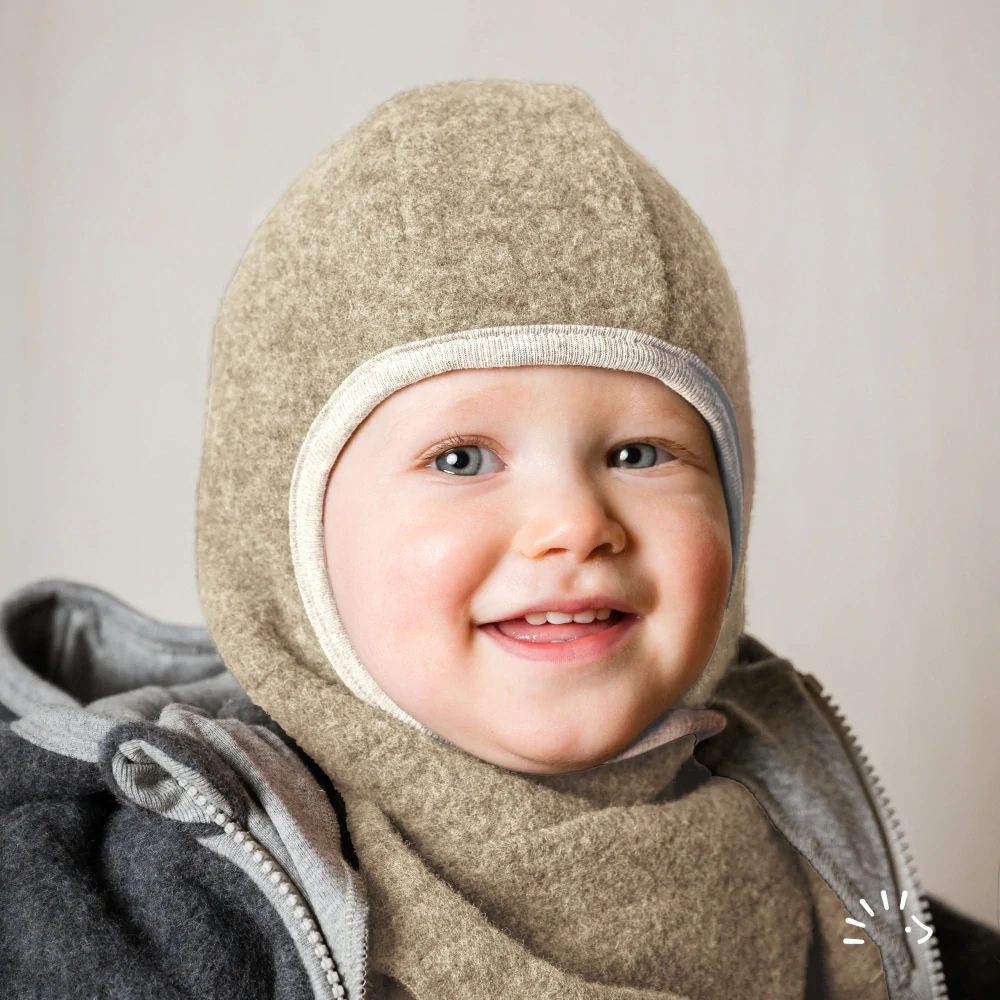 Zimní MERINO - FLEECE kukla Iobio s podšívkou - Béžová