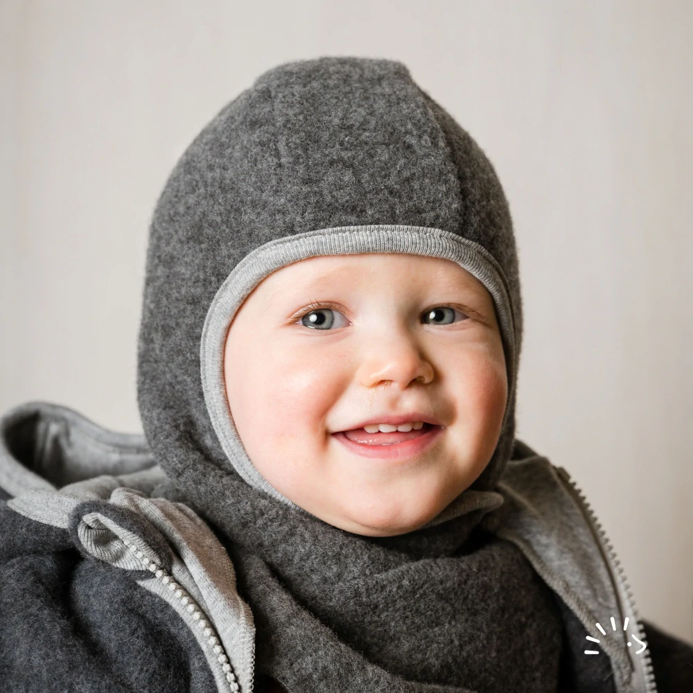 Zimní MERINO - FLEECE kukla Iobio s podšívkou - Antracit