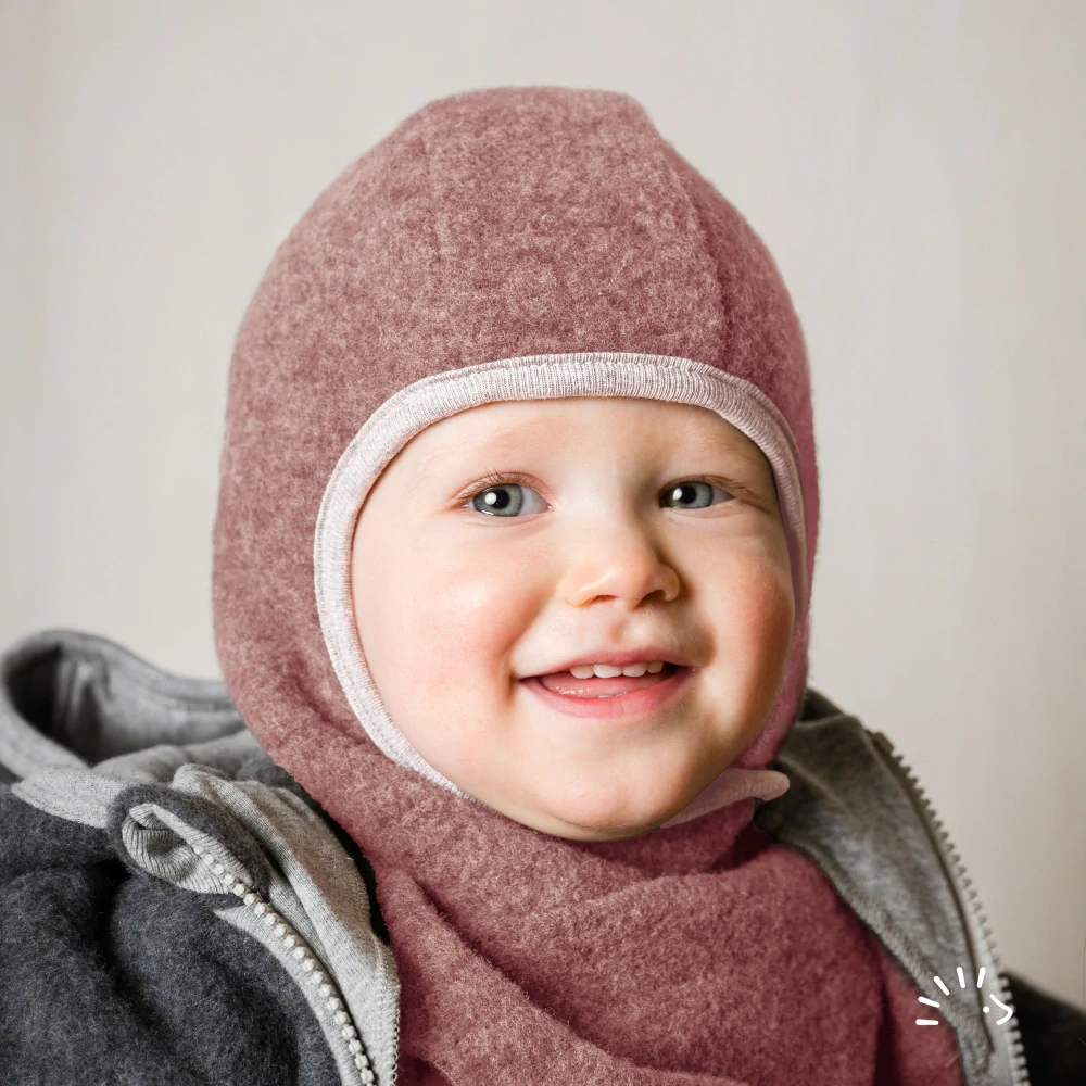 Zimní MERINO - FLEECE kukla Iobio s podšívkou - Vintage rose