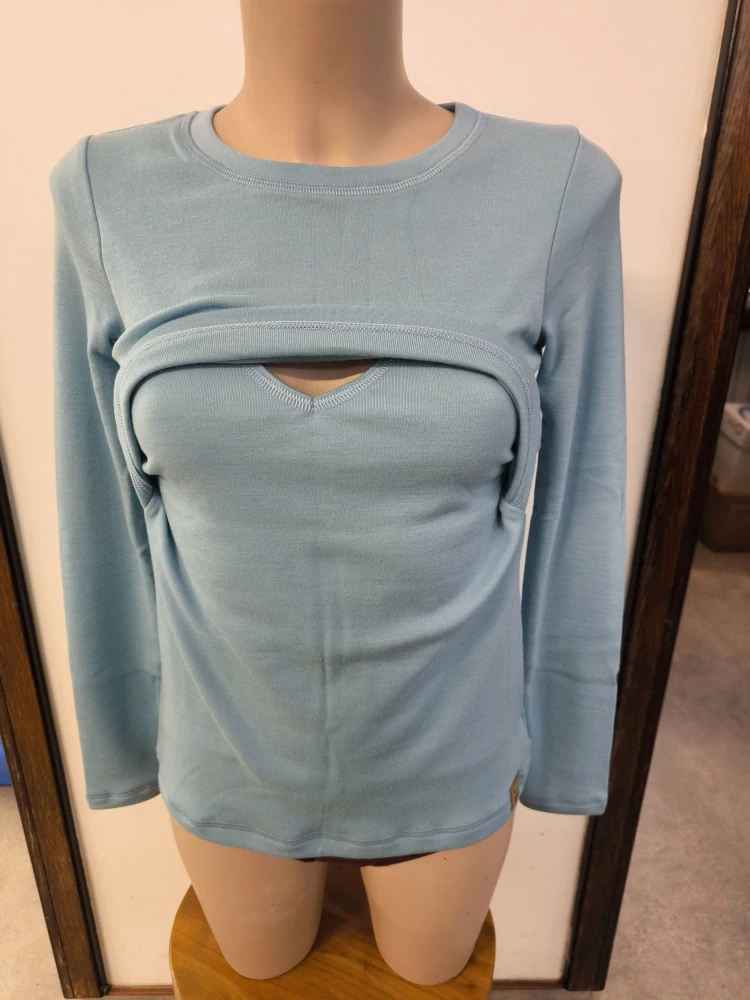 Dámské zimní MERINO kojící tričko ZM Basic, DR - Mentolové