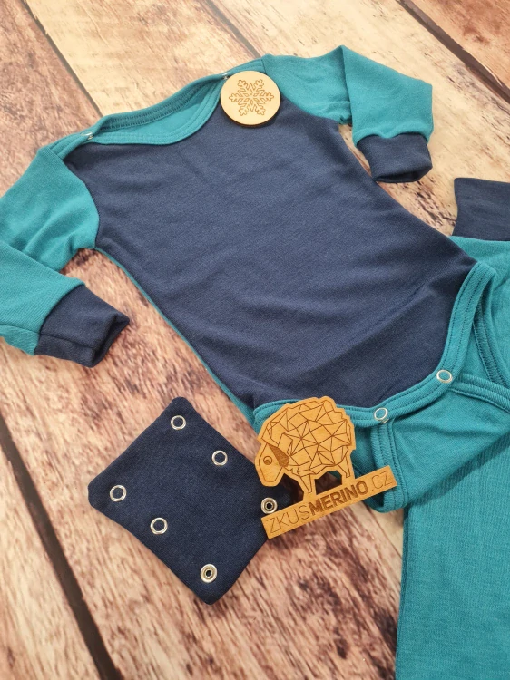 Rostoucí zimní MERINO komplet Lambio, DR - Petrol/Navy*