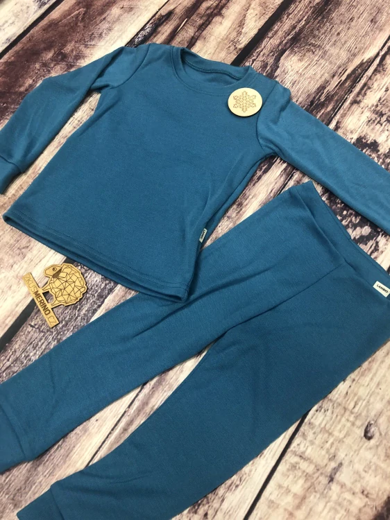 Zimní MERINO komplet / pyžamo Lambio - Petrolej*