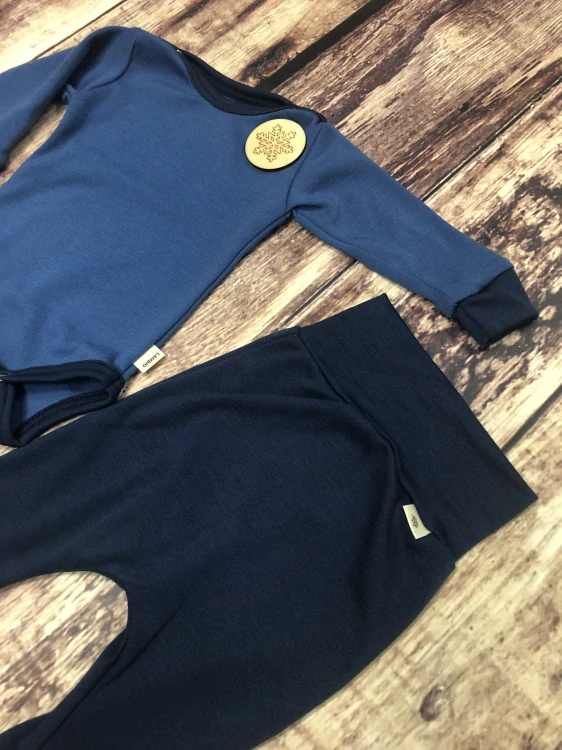 Rostoucí zimní MERINO komplet Lambio, DR - Středně modrá/navy*