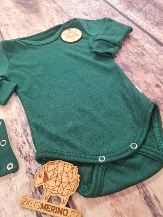 Rostoucí zimní MERINO body Lambio, DR - Lahvově zelené*