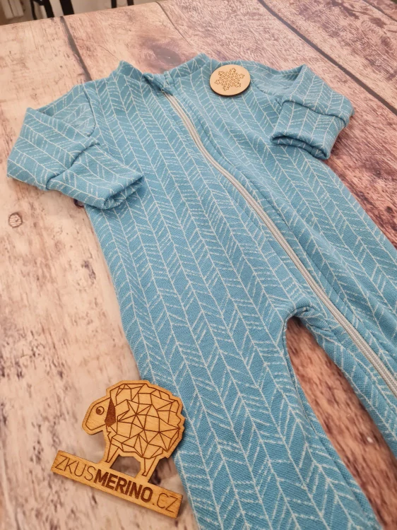 Rostoucí zimní MERINO overal Lambio, DR - Tyrkysové šipky