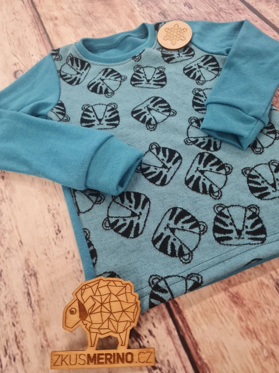 Zimní MERINO tričko Lambio, DR - Tygři/petrol*