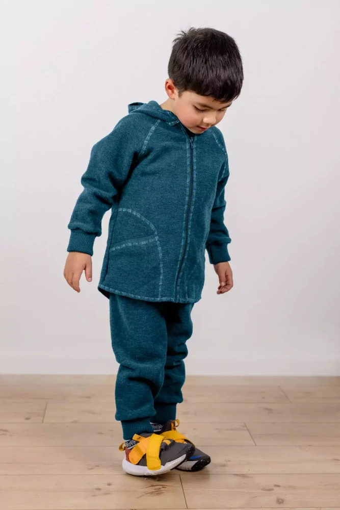 Merino bundička Engel, vařená vlna - Modrý melír