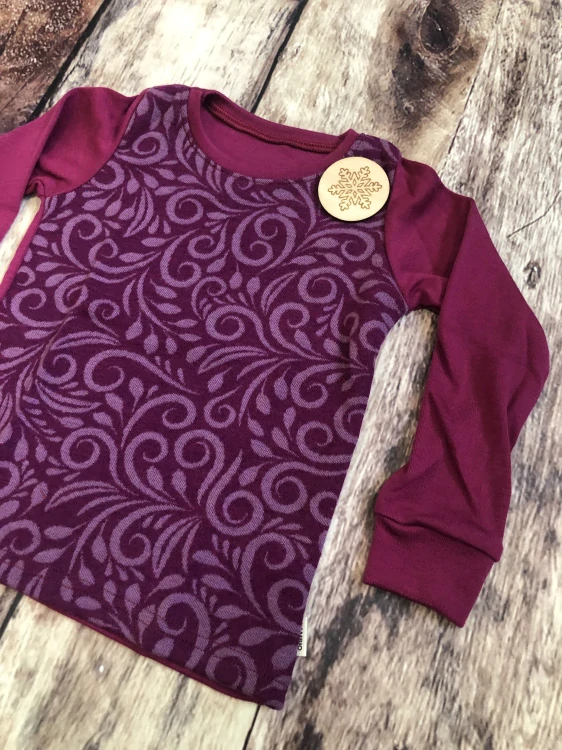 Zimní MERINO tričko Lambio, DR - Kudrlinky/sangria*