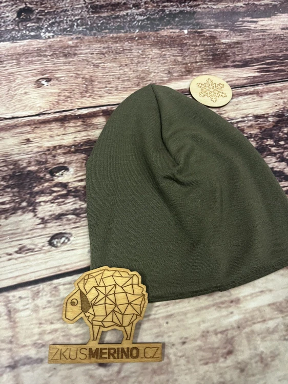 Merino čepice zimní ZM Basic - Khaki