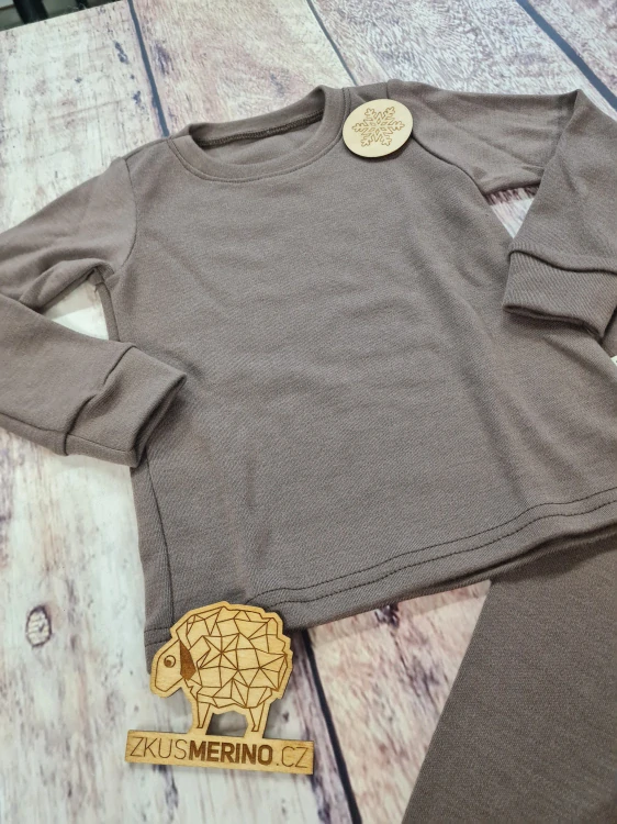 Zimní MERINO komplet / pyžamo Lambio - Kávový*