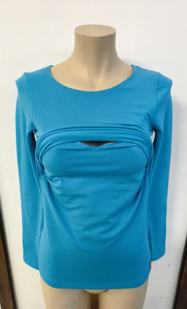 Dámské zimní MERINO/lycra kojící tričko ZM Basic, DR - Tyrkys