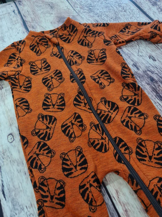 Rostoucí zimní MERINO overal Lambio, DR - Tygři oranžová