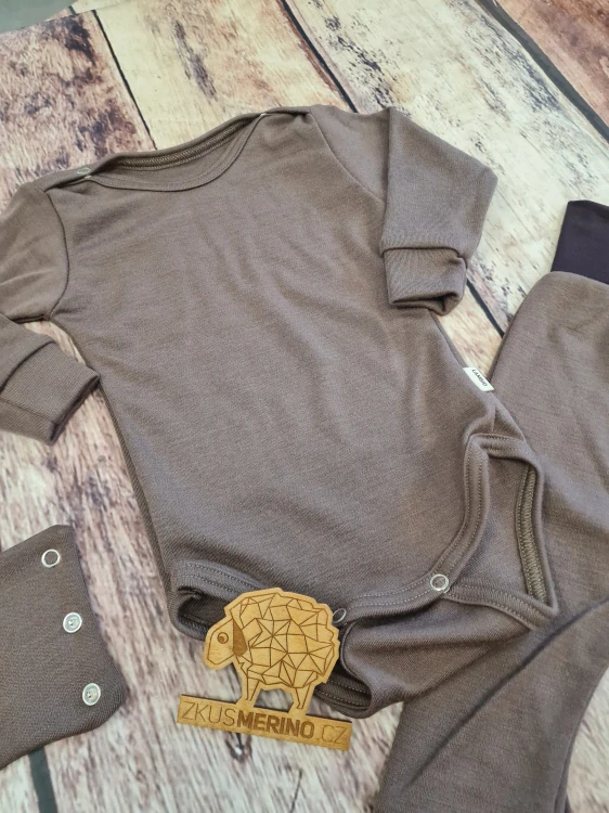 Rostoucí zimní MERINO komplet Lambio, DR - Kávový*