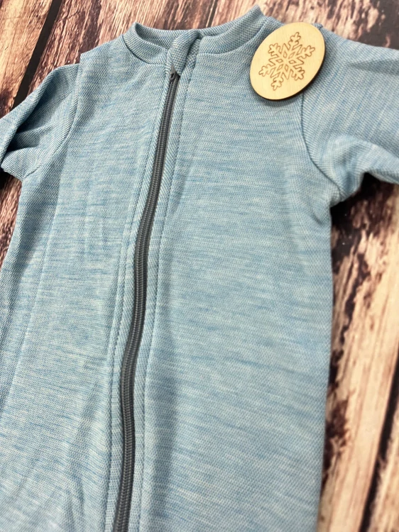 Rostoucí zimní MERINO overal Lambio, DR - Modrotyrkysový melír světlý