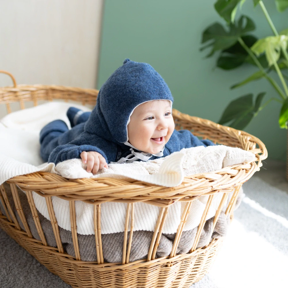 Čepice Iobio merino-fleece zavazovací - Jeans Melange