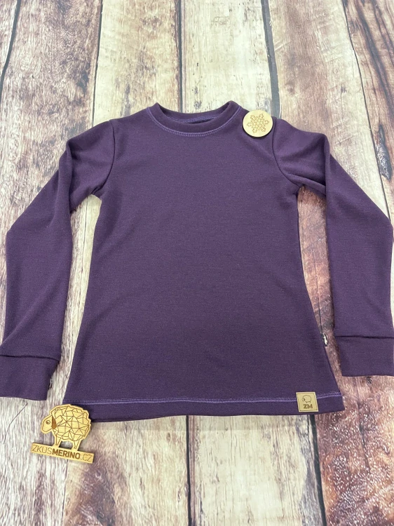 Zimní junior MERINO tričko ZM Basic, DR - Lilek