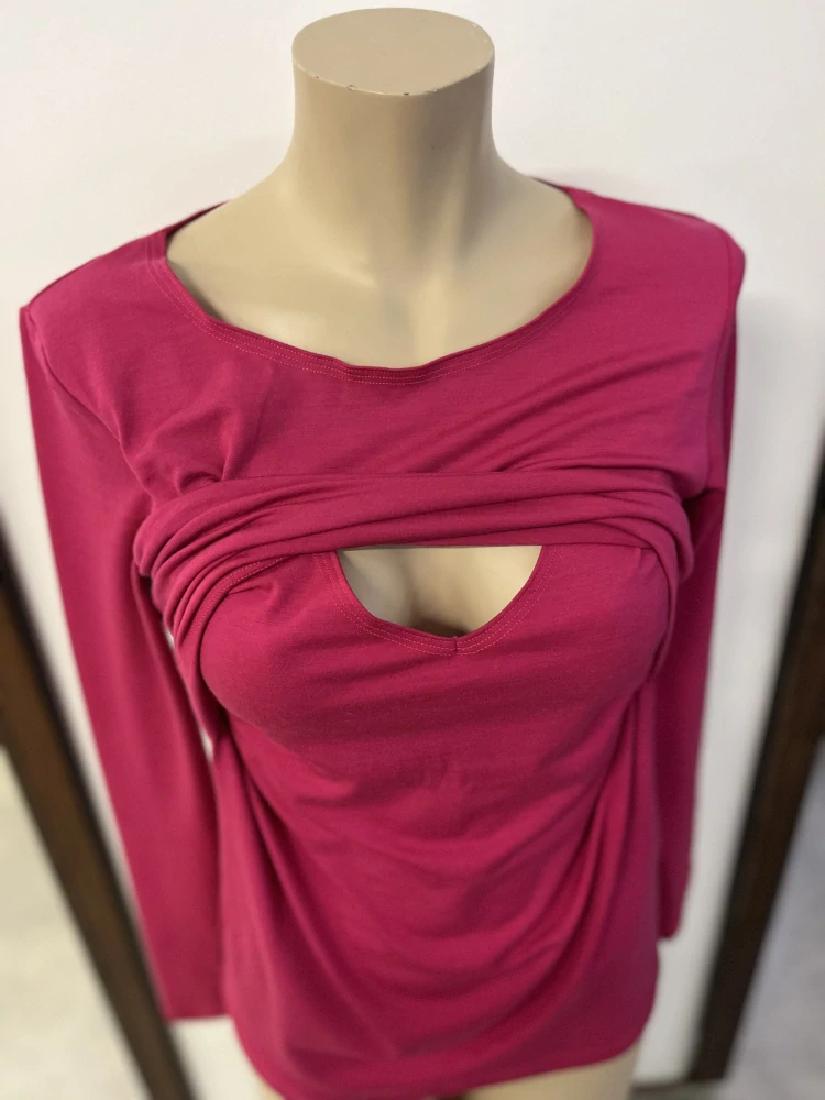 Dámské zimní MERINO/LYCRA kojící tričko ZM Basic, DR - Cyklám