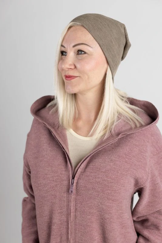 Merino/hedvábí dvouvrstvá čepice Engel pro dospělé - oříšková