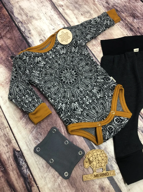 Rostoucí zimní MERINO komplet Lambio, DR - Mandala grafit/grafit