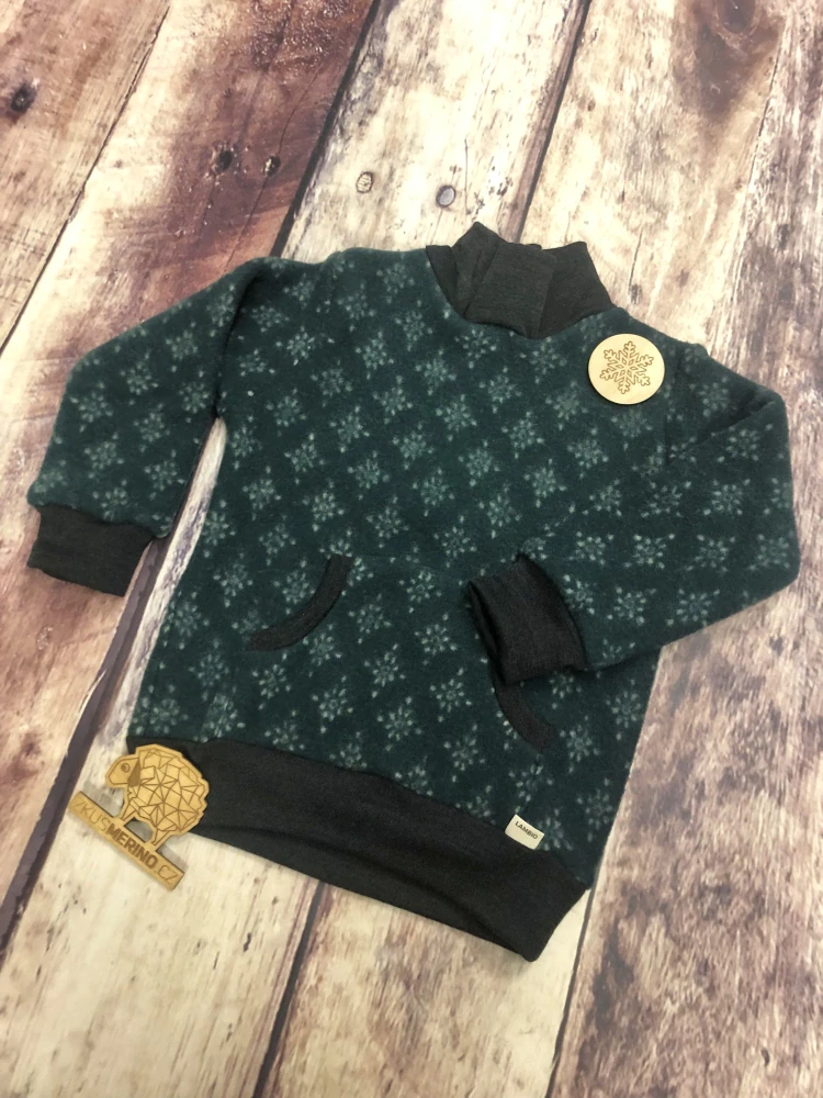 Mikina merino fleece se stojáčkem Lambio - Zelená polárka