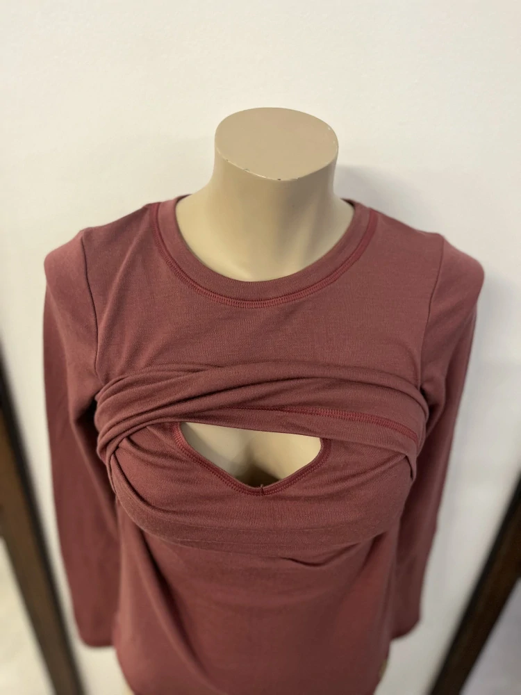 Dámské zimní MERINO kojící tričko ZM Basic, DR - Deco rose