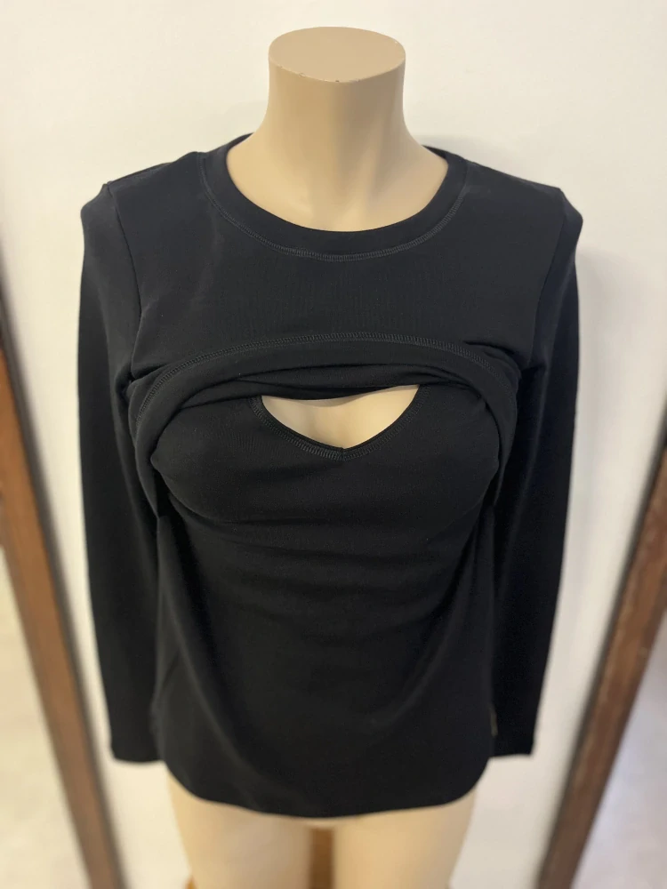 Dámské zimní MERINO kojící tričko ZM Basic, DR - Černé