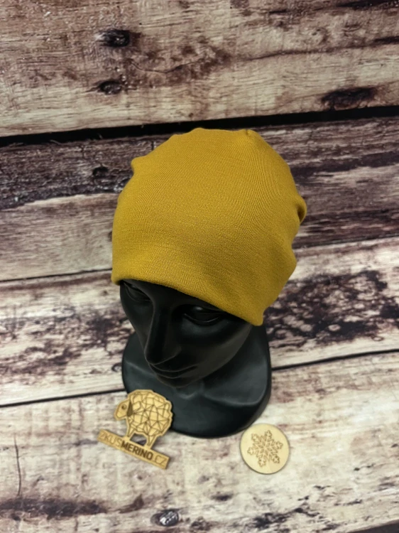 Merino čepice zimní ZM Basic - Hořčice