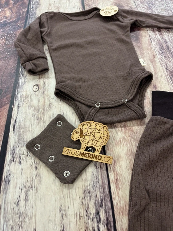 Rostoucí celoroční MERINO komplet Lambio, DR - Kávové žebro*