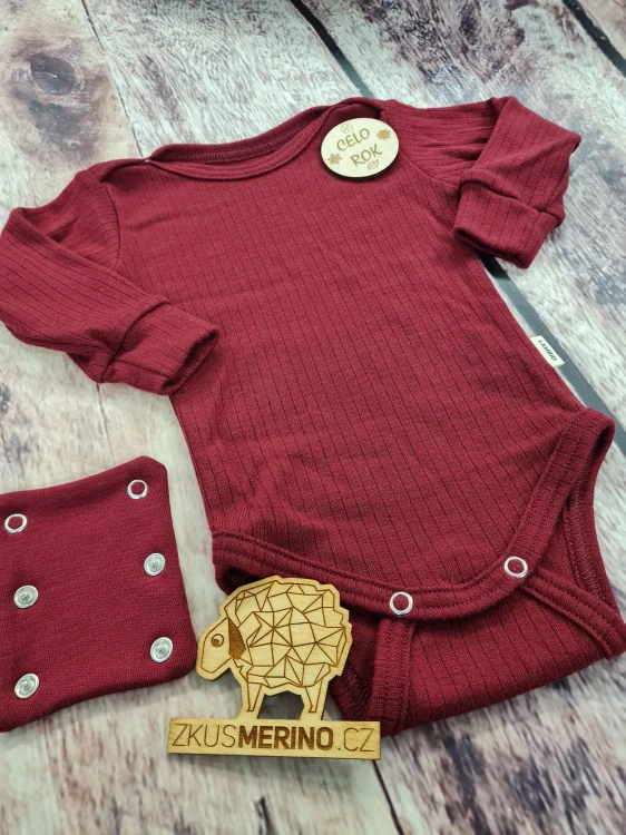 Rostoucí celoroční MERINO body Lambio, DR - Javorové žebro*